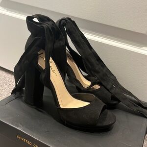Brand new Black wrap heels